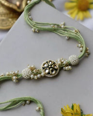 Mint Green Kundan Pearl Rakhi