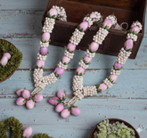 Premium Pink & White Floral Pearl Varmala – Elegant Wedding Jaimala
