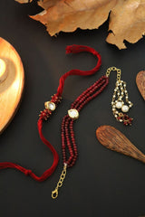 Royal Red Crystal Couple Rakhi Set