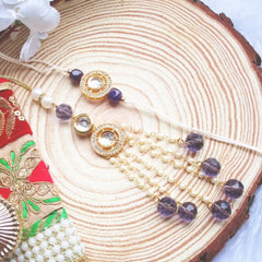 Royal Amethyst Beads Bhai Bhabhi Rakhi Set