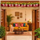 Premium Artificial Floral Door Toran with Pearl & Golden Lace Hanging – Handmade Bandanwar
