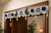 Premium Peacock Evil Eye Pearl Door Toran | Designer Blue Bandanwar for Main Door