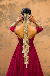 Handmade Hair Bun Accessory with Tassels for Wedding, Mehendi, Haldi & Reception