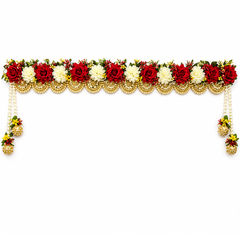 Luxury Red & White Floral Door Toran | Handmade Pearl & Golden Latkan Bandanwar