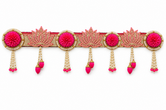 Royal Pink Lotus Door Toran | Handcrafted Pearl & Latkan Bandanwar