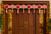Royal Pink Lotus Door Toran | Handcrafted Pearl & Latkan Bandanwar