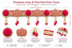 Royal Pink Lotus Door Toran | Handcrafted Pearl & Latkan Bandanwar