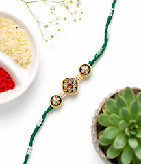 Handcrafted Floral Kundan Rakhi for Brother
