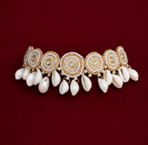 Elegant Pearl & Golden Floral Jewellery Set