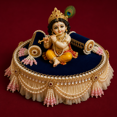 Red Velvet Kanha Singhasan Handcrafted