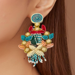 Floral Blue Earring