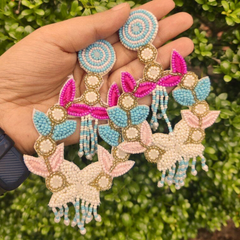Floral Blue Earring