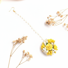 Rose with Pollen Yellow Flower Necklace Set