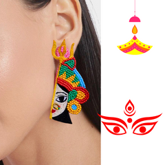 Maa Golden Handmade Beaded Earring