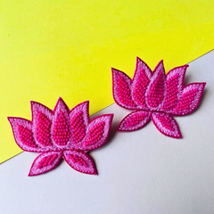 Pink Lotus Handmade Beaded Earring