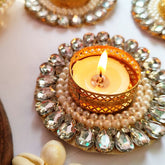 Handcrafted White Round Tealight Holders – Set of 2