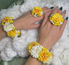 Yellow And White Necklace set