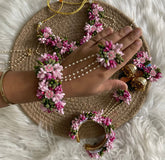 Handmade Pink Floral Bridal Jewellery Set
