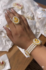 Elegant Pearl Beaded Bracelet with Ring