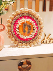 Decorated Laxmi Charan Plate 8/8 Inche
