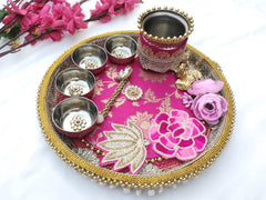 Decorated Thali Set with 4 Bowl 1 stick with Mug