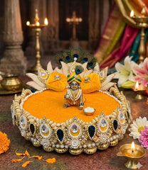 Shahi Peacock Pearl Laddu Gopal Singhasan