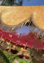 Velvet Red And Goden Bridal Entry Chadar