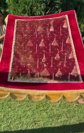 Velvet Red And Goden Bridal Entry Chadar