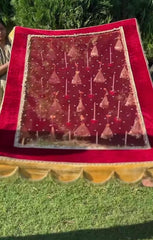 Velvet Red And Goden Bridal Entry Chadar