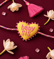 3D Heart Rakhi "Baby Sis" Text
