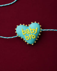 3D Heart Rakhi with "Baby Bro" Text | Designer Raksha Bandhan Rakhi
