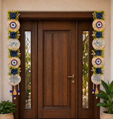 Premium Royal Blue Peacock Floral Bandanwar Toran for Door Decoration