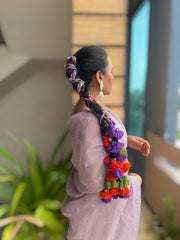Elegant Traditional Braid with Colorfull Tassels Ethnic Hairstyle Inspiration