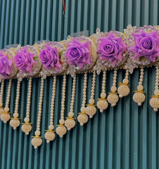 Premium Floral Pearl Door Toran – Pink Rose & Pearl Handmade Bandanwar