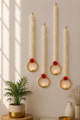 Premium Floral Hanging Diya Toran | Handmade Flower Door Hanging Decoration Set Of 4