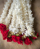 Premium Mogra Flower Diya Hanging Toran | Red Rose & Floral Door Hanging Decoration 6FT set of 5