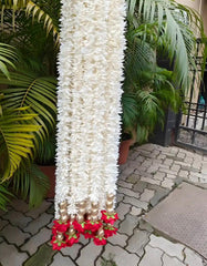 Premium Mogra Flower Diya Hanging Toran | Red Rose & Floral Door Hanging Decoration 6FT set of 5