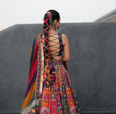 Handcrafted Multicolor pom pom Bridal Hair Braid Parandi with Tassels