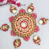 Luxury Floral Lotus Rangoli with Tealight Holders – Decorative Set for Festive & Pooja Decor