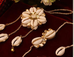Shell Designe Bhai Bhabhi Rakhi Set