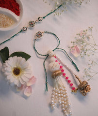 Kundan Bhaiya Bhabhi Rakhi Set Designer Couple Rakhi