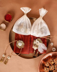 Golden Feather Bhai Bhabhi Rakhi Set