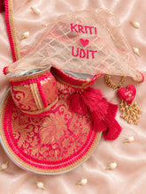 Elegant Pink Karwa Chauth Pooja Thali Set ❤️✨ Name Customisation