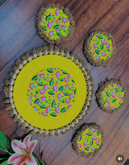 Traditional 7-Piece Rangoli Mat Set – Reusable Floor Decoration for Festivals & Events