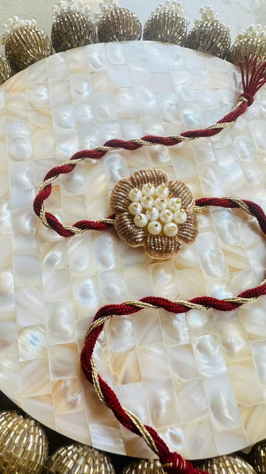 Royal Pearl Blossom Rakhi