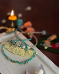 Royal Aqua Lumba Bhaiya Bhabhi Rakhi Set