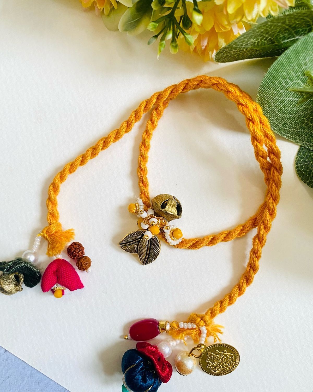 Vintage Leaf Charm Rakhi
