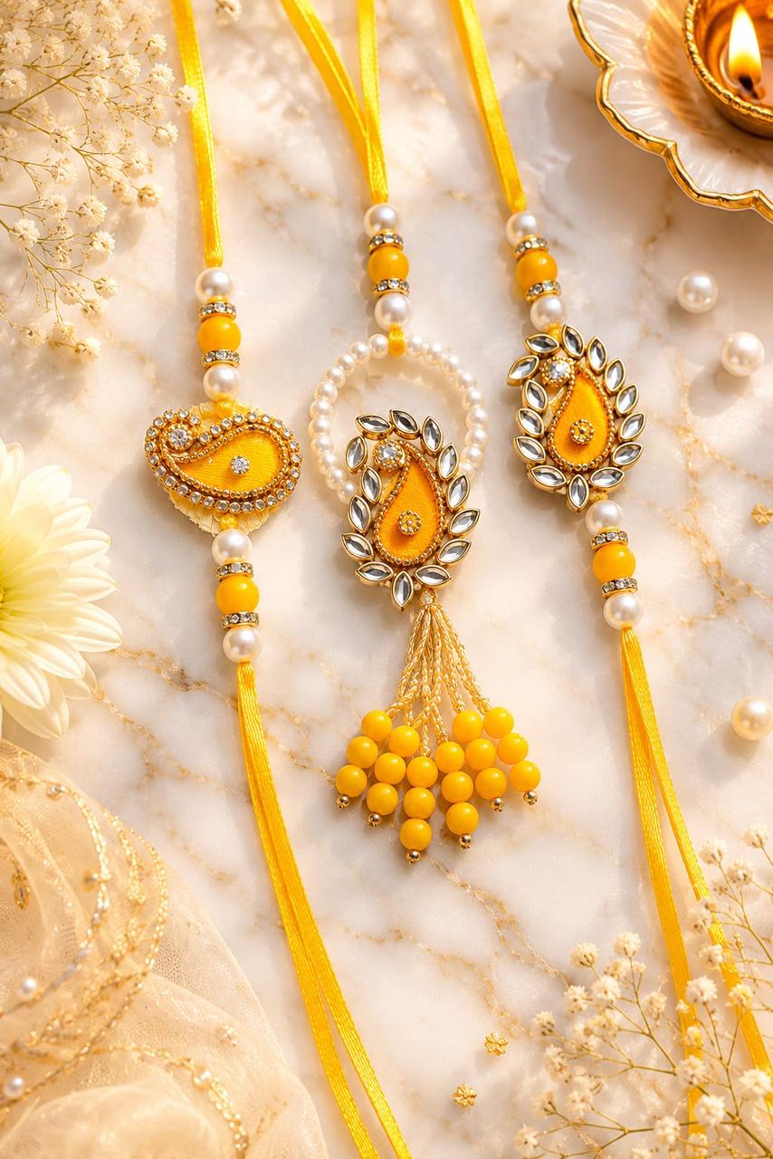 Sunshine Paisley Designer Rakhi Set of 3