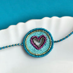 Turquoise Heart Designer Rakhi