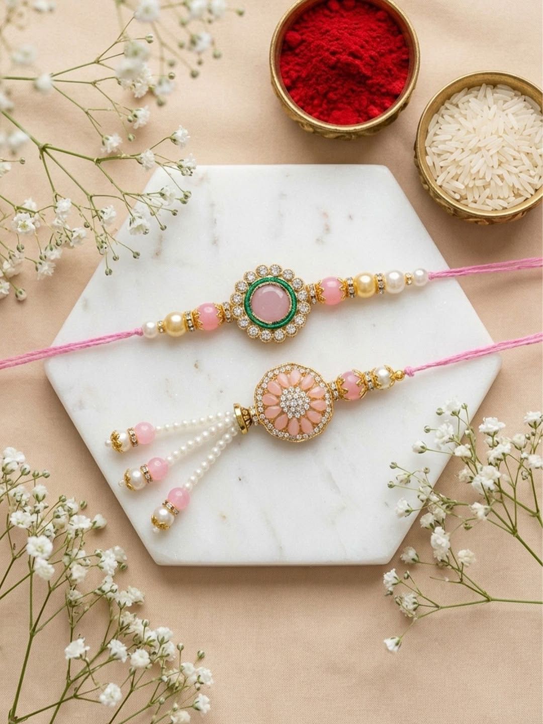 Pink Blossom Bhaiya Bhabhi Rakhi